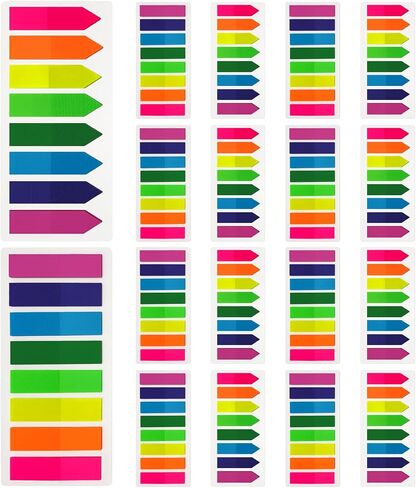 KICNIC Page Markers Colored Sticky Tabs 800 Pcs, Translucent Arrow Flags for Page Marking, Fluorescent Index Tab Stickers for Notebooks, Small Sticky Notes Flags [8 Colors, 4 Sets] in Saudi Arabia