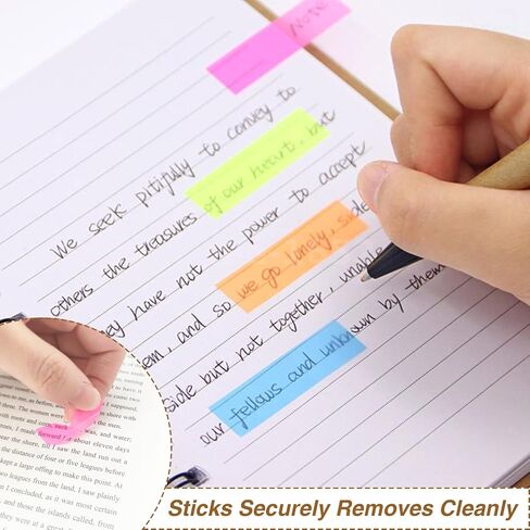 KICNIC Page Markers Colored Sticky Tabs 800 Pcs, Translucent Arrow Flags for Page Marking, Fluorescent Index Tab Stickers for Notebooks, Small Sticky Notes Flags [8 Colors, 4 Sets] in Saudi Arabia