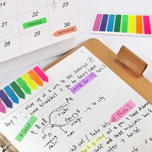 KICNIC Page Markers Colored Sticky Tabs 800 Pcs, Translucent Arrow Flags for Page Marking, Fluorescent Index Tab Stickers for Notebooks, Small Sticky Notes Flags [8 Colors, 4 Sets] in Saudi Arabia