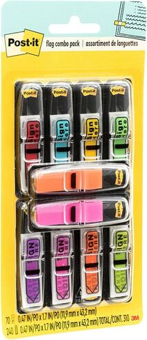 Post-it Flags Value Pack, 35/Dispenser, 8 Dispensers/Pack, .47 in Wide, Assorted Colors in Saudi Arabia