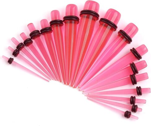 Acrylic Ear Stretching Kit - 62 Pieces Tapers, Plugs, Silicone Tunnels, Gauges Expander Set (14G-00G) Body Jewelry in Saudi Arabia