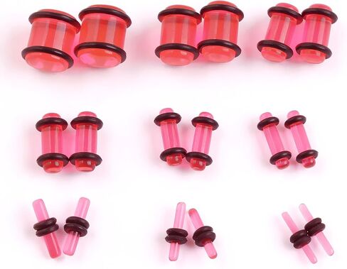 Acrylic Ear Stretching Kit - 62 Pieces Tapers, Plugs, Silicone Tunnels, Gauges Expander Set (14G-00G) Body Jewelry in Saudi Arabia