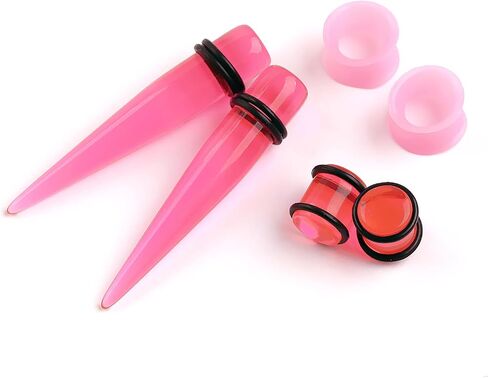 Acrylic Ear Stretching Kit - 62 Pieces Tapers, Plugs, Silicone Tunnels, Gauges Expander Set (14G-00G) Body Jewelry in Saudi Arabia