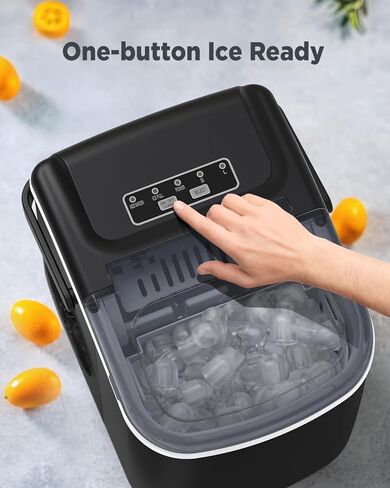 Silonn Ice Makers Countertop, 26Lbs/24H, Self-Cleaning Ice Machine, 9 Cubes Ready in 6 Mins, 2 Sizes of Bullet Ice for Home Kitchen Office Bar Party in Kuwait