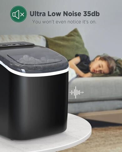 Silonn Ice Makers Countertop, 26Lbs/24H, Self-Cleaning Ice Machine, 9 Cubes Ready in 6 Mins, 2 Sizes of Bullet Ice for Home Kitchen Office Bar Party in Kuwait