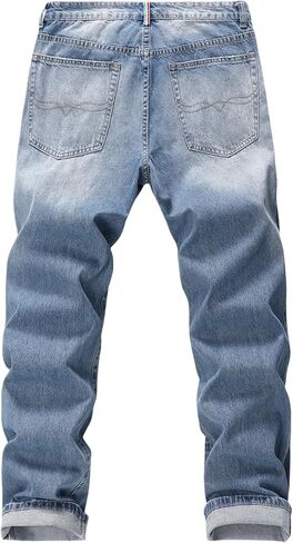 Men's Non-Stretch Regular Fit Straight-Leg Denim Pants Jeans in Kuwait