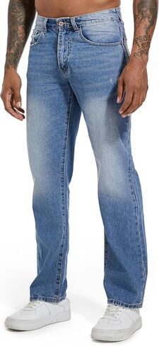Men's Non-Stretch Regular Fit Straight-Leg Denim Pants Jeans in Kuwait