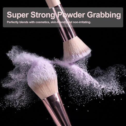 BS-MALL Travel Makeup Brush Set Foundation Powder Concealers Eye Shadows Makeup Set with LED light Mirror 14 Pcs Mini Makeup Brushes (APINK) in Kuwait