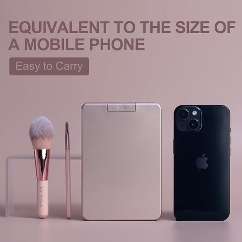 BS-MALL Travel Makeup Brush Set Foundation Powder Concealers Eye Shadows Makeup Set with LED light Mirror 14 Pcs Mini Makeup Brushes (APINK) in Kuwait