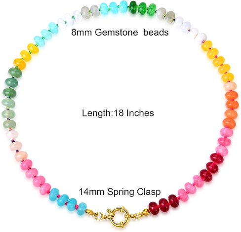 Beaded Gemstone Necklace For Women, Boho Beaded Choker Necklace, Rainbow Gemstone Beaded Necklaces, Choker Necklace For Women Beaded Necklace Boho Necklaces Handmade Jewelry Gift in Saudi Arabia