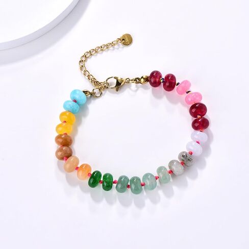 Beaded Gemstone Necklace For Women, Boho Beaded Choker Necklace, Rainbow Gemstone Beaded Necklaces, Choker Necklace For Women Beaded Necklace Boho Necklaces Handmade Jewelry Gift in Saudi Arabia