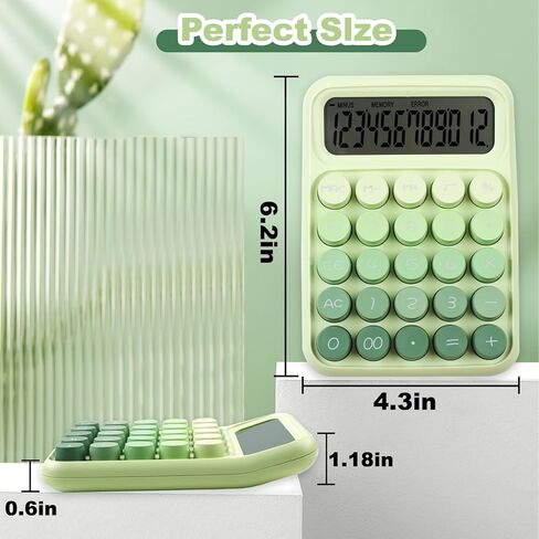 آلة حاسبة ميكانيكية بزر ضغط، شاشة LCD كبيرة مكونة من 12 رقمًا، أزرار كبيرة سهلة الضغط للاستخدام كآلات حاسبة مكتبية، زر كبير للكمبيوتر باللون الأخضر الغاب للمدارس والمنازل والشركات in Kuwait