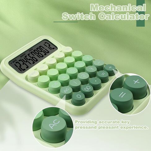 آلة حاسبة ميكانيكية بزر ضغط، شاشة LCD كبيرة مكونة من 12 رقمًا، أزرار كبيرة سهلة الضغط للاستخدام كآلات حاسبة مكتبية، زر كبير للكمبيوتر باللون الأخضر الغاب للمدارس والمنازل والشركات in Kuwait