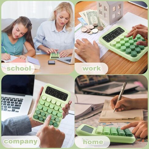 آلة حاسبة ميكانيكية بزر ضغط، شاشة LCD كبيرة مكونة من 12 رقمًا، أزرار كبيرة سهلة الضغط للاستخدام كآلات حاسبة مكتبية، زر كبير للكمبيوتر باللون الأخضر الغاب للمدارس والمنازل والشركات in Kuwait