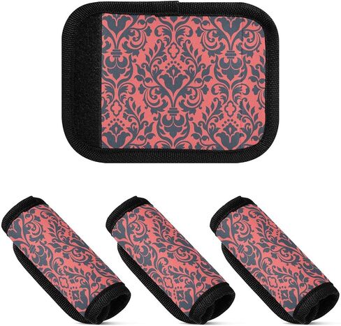 4 PC Luggage Handle Wrap Luggage Handle Covers Tags for Suitcase Bags Travel Luggage Handle Identifier Gripper Retro Flowers in Saudi Arabia