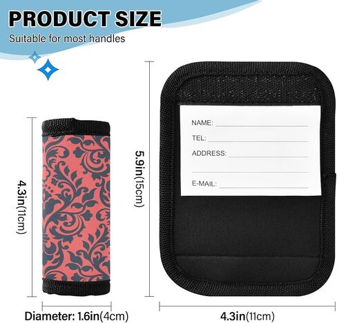 4 PC Luggage Handle Wrap Luggage Handle Covers Tags for Suitcase Bags Travel Luggage Handle Identifier Gripper Retro Flowers in Saudi Arabia