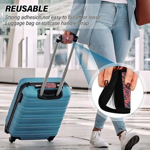 4 PC Luggage Handle Wrap Luggage Handle Covers Tags for Suitcase Bags Travel Luggage Handle Identifier Gripper Retro Flowers in Saudi Arabia