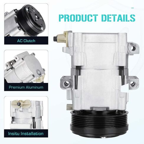 ضاغط تيار متردد مع قابض يناسب الرحلات 5.4L 6.0L 6.8L 2003-2005، F150 4.6L 5.4L 2004-2006، F250 350 450 550 Super Duty 2006 2007، Mustang 1996-2000، Town Car 4.6L 1994-200 2 in Saudi Arabia