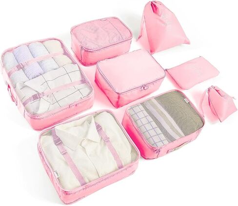 Packing Cubes for Suitcases Travel Luggage Organizers,8 Set Travel Essentials Luggage Organizer for Travel Accessories Shoe Bag Tioletry Bag Laundry Bag in Saudi Arabia