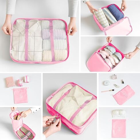 Packing Cubes for Suitcases Travel Luggage Organizers,8 Set Travel Essentials Luggage Organizer for Travel Accessories Shoe Bag Tioletry Bag Laundry Bag in Saudi Arabia