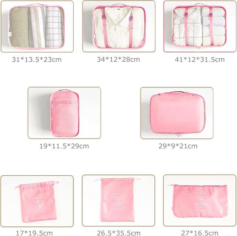 Packing Cubes for Suitcases Travel Luggage Organizers,8 Set Travel Essentials Luggage Organizer for Travel Accessories Shoe Bag Tioletry Bag Laundry Bag in Saudi Arabia