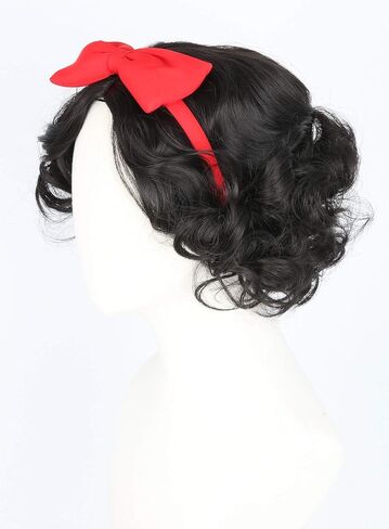 شعر مستعار للأطفال البنات مع عصابة رأس على شكل فيونكة قصير أسود مجعد لأزياء الهالوين التنكرية in Kuwait