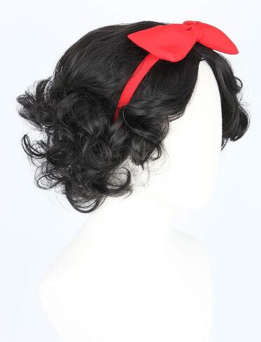 شعر مستعار للأطفال البنات مع عصابة رأس على شكل فيونكة قصير أسود مجعد لأزياء الهالوين التنكرية in Kuwait