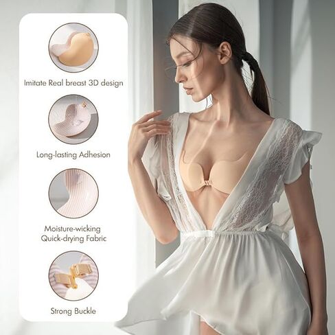 حمالة صدر لاصقة من VCNBRA بدون حمالات، حمالة صدر غير مرئية قابلة لإعادة الاستخدام لفستان بدون ظهر in Kuwait