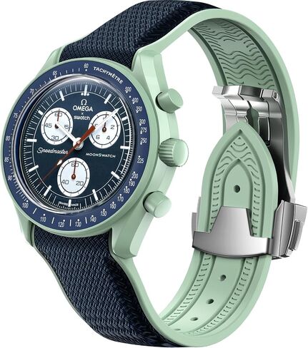 Strap for Omega x Swatch MoonSwatch Watch 20mm,Folding Buckle Band Compatible Omega X Swatch Moonswatch Speedmaster,Curved No Gap Replacement Strap fo Swatch Omega Men Women in Saudi Arabia