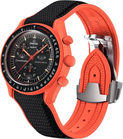 Strap for Omega x Swatch MoonSwatch Watch 20mm,Folding Buckle Band Compatible Omega X Swatch Moonswatch Speedmaster,Curved No Gap Replacement Strap fo Swatch Omega Men Women in Saudi Arabia