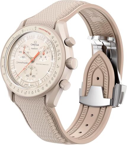 Strap for Omega x Swatch MoonSwatch Watch 20mm,Folding Buckle Band Compatible Omega X Swatch Moonswatch Speedmaster,Curved No Gap Replacement Strap fo Swatch Omega Men Women in Saudi Arabia