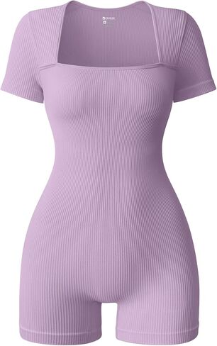 OQQ Women Short Sleeve Rompers Yoga Stretch Square Neck Exercise Rompers in Saudi Arabia