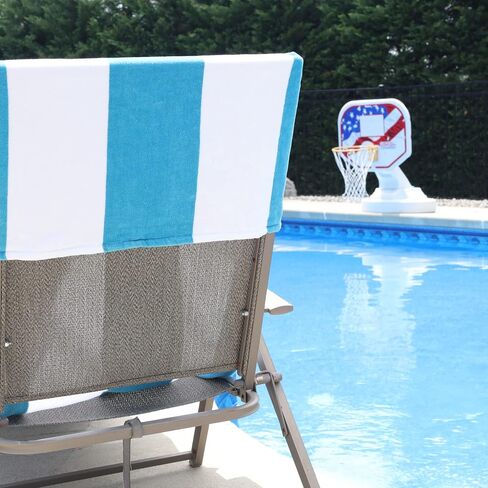 SUPERIOR Cabana Cotton Lounge Chair Cover, Outdoor Towel/Chaise Furniture Covers, Terry Cloth, Beach, Spa, Swim Accessories, Pool Chair Cover, Soft, Quick Drying, 32" x 102", Turquoise in Saudi Arabia