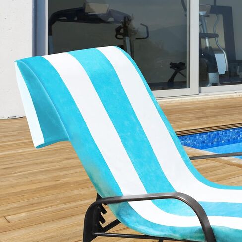 SUPERIOR Cabana Cotton Lounge Chair Cover, Outdoor Towel/Chaise Furniture Covers, Terry Cloth, Beach, Spa, Swim Accessories, Pool Chair Cover, Soft, Quick Drying, 32" x 102", Turquoise in Saudi Arabia