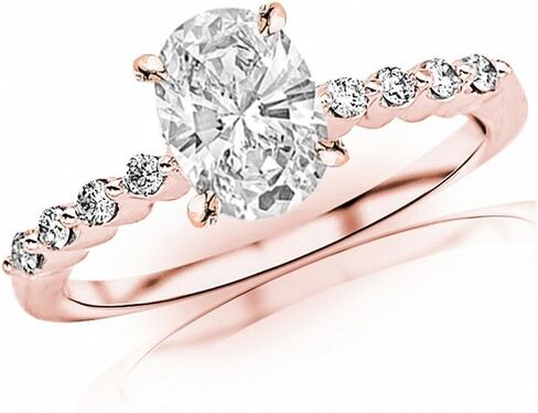 14K White Gold 4.15 Carat LAB GROWN DIAMOND Floating Prong Set Round Oval Cut Diamond Engagement Ring (D-E Color VS1-VS2 Clarity 4 Ct Center) in Saudi Arabia