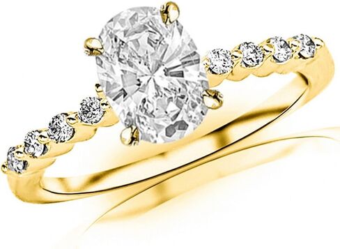 14K White Gold 4.15 Carat LAB GROWN DIAMOND Floating Prong Set Round Oval Cut Diamond Engagement Ring (D-E Color VS1-VS2 Clarity 4 Ct Center) in Saudi Arabia