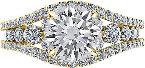 14K White Gold 5 Carat LAB GROWN DIAMOND Designer Channel Set Round Cut Diamond Engagement Ring (G-H Color VS2-SI1 Clarity 4 Ct Center) in Saudi Arabia