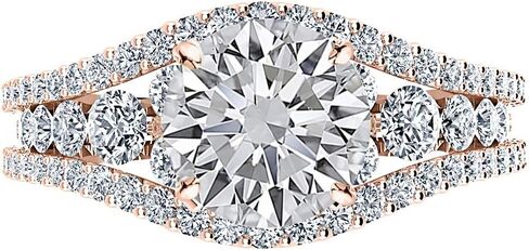14K White Gold 5 Carat LAB GROWN DIAMOND Designer Channel Set Round Cut Diamond Engagement Ring (G-H Color VS2-SI1 Clarity 4 Ct Center) in Saudi Arabia