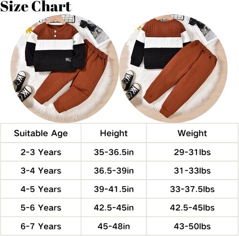 Toddler Boys Clothes Color Block Sweatsuit Long Sleeve Shirts Sweatpants Kids Fall Winter Outfit in Kuwait