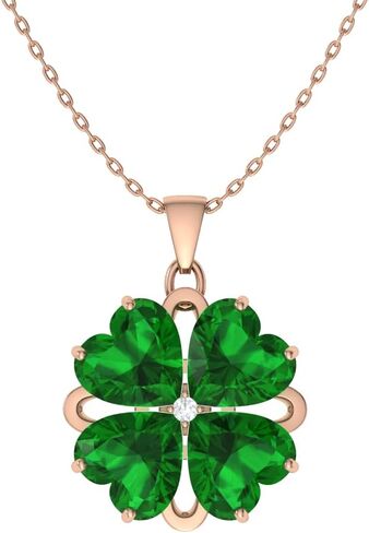 Diamondere Natural and Certified Heart Cut Gemstone and Diamond Flower Necklace in 14k Solid Gold | 1.65 Carat Pendant with Chain Valentine's Day gift for her in Saudi Arabia