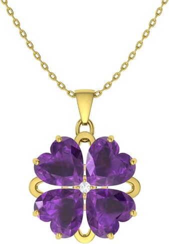 Diamondere Natural and Certified Heart Cut Gemstone and Diamond Flower Necklace in 14k Solid Gold | 1.65 Carat Pendant with Chain Valentine's Day gift for her in Saudi Arabia