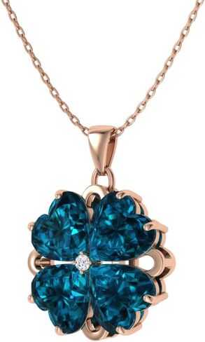 Diamondere Natural and Certified Heart Cut Gemstone and Diamond Flower Necklace in 14k Solid Gold | 1.65 Carat Pendant with Chain Valentine's Day gift for her in Saudi Arabia
