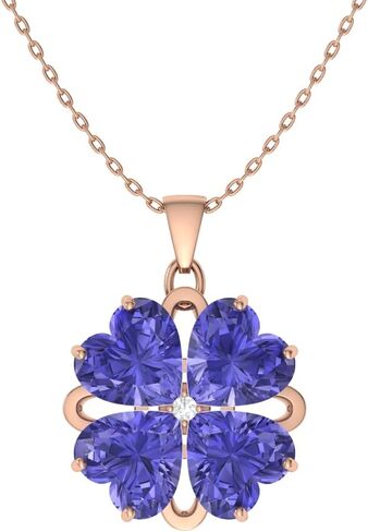 Diamondere Natural and Certified Heart Cut Gemstone and Diamond Flower Necklace in 14k Solid Gold | 1.65 Carat Pendant with Chain Valentine's Day gift for her in Saudi Arabia