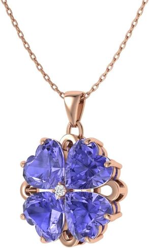 Diamondere Natural and Certified Heart Cut Gemstone and Diamond Flower Necklace in 14k Solid Gold | 1.65 Carat Pendant with Chain Valentine's Day gift for her in Saudi Arabia