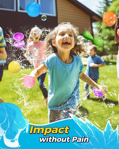 Tlitlimom 16Pcs Reusable Water Bomb Balloons, Pool Beach Toys for Kids ages 3-12, Summer Toy Water Toy for and Girls, Outdoor Activities Water Games Toys Self Sealing Water Splash Ball for Fun in Saudi Arabia