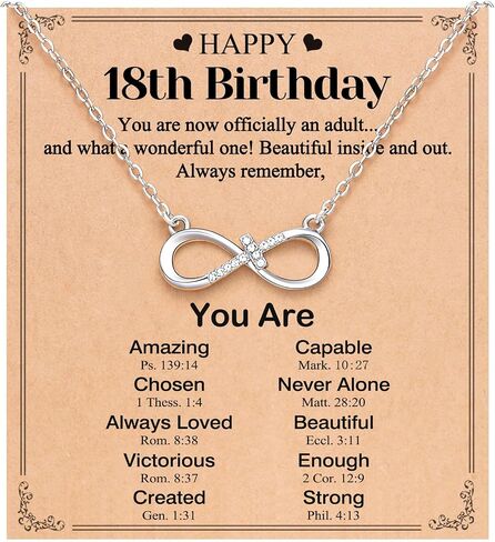 UNGENT THEM Happy 12th 13th 14th 16th 18th 21st Birthday Gifts, Love is Forever Infinity Cross Necklace Religious Birthday Presents for Women Her in Saudi Arabia