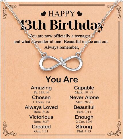 UNGENT THEM Happy 12th 13th 14th 16th 18th 21st Birthday Gifts, Love is Forever Infinity Cross Necklace Religious Birthday Presents for Women Her in Saudi Arabia