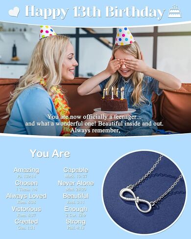 UNGENT THEM Happy 12th 13th 14th 16th 18th 21st Birthday Gifts, Love is Forever Infinity Cross Necklace Religious Birthday Presents for Women Her in Saudi Arabia