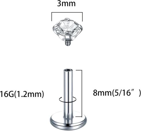 16G Labret Jewelry Internally Threaded Lip Nose Piercing Studs Medusa Ashely Piercing Jewelry Tragus Earring Studs in Saudi Arabia