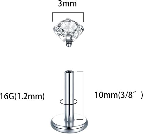 16G Labret Jewelry Internally Threaded Lip Nose Piercing Studs Medusa Ashely Piercing Jewelry Tragus Earring Studs in Saudi Arabia
